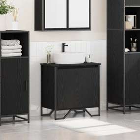 vidaXL Ντουλάπα Νιπτήρα Μπάνιου Μαύρου Δρυού 60x35x60 εκ Κατασκευασμένο Ξύλο