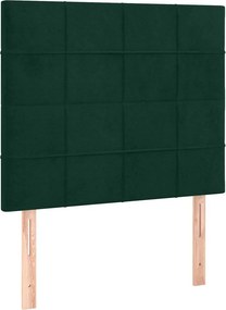 vidaXL Κρεβάτι Boxspring με Στρώμα &amp; LED Σκ. Πράσινο 90x190 εκ Βελούδο