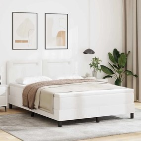 vidaXL Κρεβάτι Box Spring με Στρώμα Λευκό, 140x200 εκ, από ψεύτικο δέρμα.