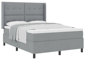 vidaXL Κρεβάτι Box Spring με Στρώμα Ανοιχτό Γκρι 140x200 εκ. Ύφασμα
