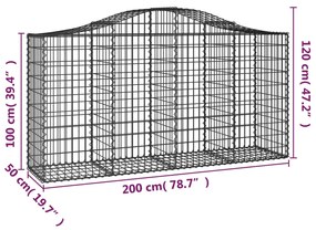 vidaXL Συρματοκιβώτια Τοξωτά 9 τεμ. 200x50x100/120 εκ. Γαλβαν. Ατσάλι