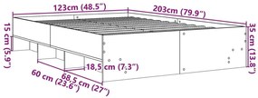 Πλαίσιο Κρεβατιού Χωρ. Στρώμα Καφέ Δρυς 120x200εκ. Επ. Ξύλο - Καφέ