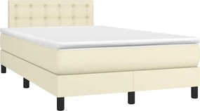 VidaXL Κρεβάτι Boxspring με Στρώμα & LED Κρεμ 120x200 εκ. Συνθ. Δέρμα