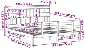 ΚΡΕΒΑΤΙ ΒΙΒΛΙΟΘΗΚΗ ΧΩΡΙΣ ΣΤΡΩΜΑ 180X200 ΕΚ ΜΑΣΙΦ ΞΥΛΟ ΠΕΥΚΟΥ 3322802