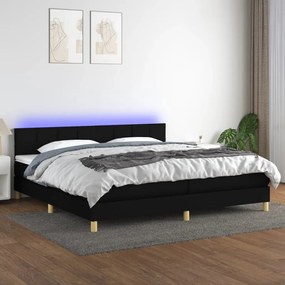 vidaXL Κρεβάτι Boxspring με Στρώμα &amp; LED Μαύρο 200x200 εκ. Υφασμάτινο