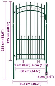 vidaXL Πόρτα Περίφραξης Emmen με Καρφιά Ατσάλινη Πράσινη 104 x 134,5 εκ.