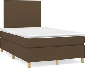 vidaXL Κρεβάτι Boxspring με Στρώμα Σκούρο Καφέ 120x200 εκ. Υφασμάτινο