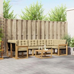 vidaXL Σειρά Καναπέ Εξωτερικού με μαξιλάρι 8 pcs Λευκό και Μπεζ
