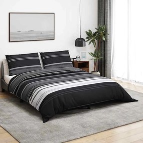 vidaXL 2 τεμ. 260 x 240 cm + 65 x 65 cm 100% Cotton Black Stripes