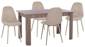 Σετ τραπεζαρίας C11618.07 5 τμχ σε Sonoma oak και Μπέζ ύφασμα