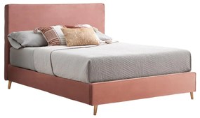 BED INDRA  VELVET DUSTY PINK FOR MATTRESS 160x200cm.