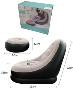 Senyoubao Φουσκωτή Πολυθρόνα με Υποπόδιο Μονή - Inflatable Leisure Sofa Chair and Footstool Single Size