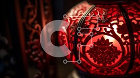 Intra Συλλεκτικό Ξύλινο Παζλ Plywood  4mm - Κόκκινο φωτιστικό με περίτεχνο σχέδιο Σε Ξύλινο Κουτί - Διαστάσεις Puzzle: 10x10 cm – 25 κομμάτια