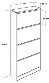 ΠΑΠΟΥΤΣΟΘΗΚΗ ΜΕΛΑΜΙΝΗΣ FLAT DUO MEGAPAP 24 ΖΕΥΓΩΝ ΣΕ ΧΡΩΜΑ ΛΕΥΚΟ 73X26X157ΕΚ.