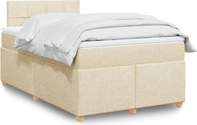 vidaXL Κρεβάτι Boxspring με Στρώμα Κρεμ 120x200 εκ. Υφασμάτινο