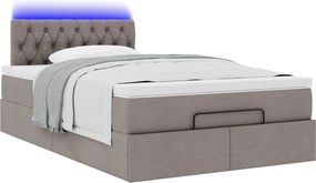 vidaXL Οθωμανικό κρεβάτι με στρώμα &amp; LEDs Taupe 120x200cm ύφασμα