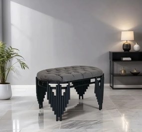 Stewehome Μεταλλικό Πουφ με Επικάλυψη Μαύρο Ασημί 80cm x 80x45x45 cm