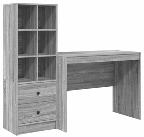 vidaXL Γραφείο με αποθηκευτικό χώρο με συρτάρι 2 pcs Γκρι sonoma