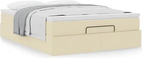 vidaXL Οθωμανικό κρεβάτι με στρώμα Cream 140x190cm ύφασμα