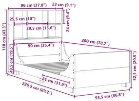 ΚΡΕΒΑΤΙ ΒΙΒΛΙΟΘΗΚΗ ΧΩΡΙΣ ΣΤΡΩΜΑ ΚΑΦΕ 90X200 ΕΚ ΜΑΣΙΦ ΠΕΥΚΟ 3323817