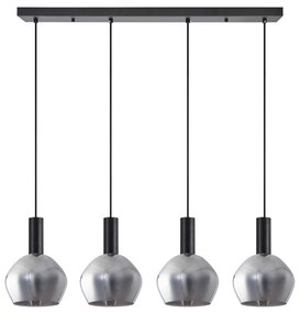 Φωτιστικό Οροφής  SE21-BL-4-4BL-GL2 ADEPT TUBE Black Pendant Smoked Glass+ - 51W - 100W - 77-8496