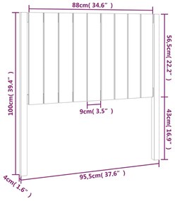 Κεφαλάρι Κρεβατιού Μαύρο 95,5 x 4 x 100 εκ. Μασίφ Ξύλο Πεύκου - Μαύρο