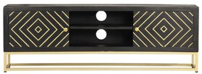 vidaXL Έπιπλο Τηλεόρασης Μαύρο/Χρυσό 120 x 30 x 40 εκ. από Μασίφ Ξύλο Μάνγκο