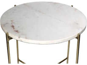 Τραπεζάκι ArteLibre Λευκό Μάρμαρο/Μέταλλο 40x40x40cm