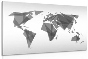 Εικόνα γεωμετρικού παγκόσμιου χάρτη σε ασπρόμαυρο σχέδιο - 60x40