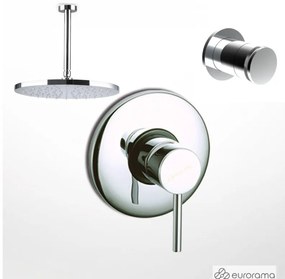 Eurorama TONDA Μίκτης εντοιχισμού &amp; εκτροπέας περ/φικός 3 εξόδων &amp; Κεφαλή Ντους Φ30εκ με μπράτσο οροφής Chrome