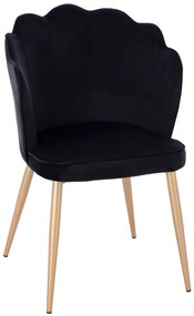 CHAIR  VELVET BLACK WITH METAL GOLD FRAME 48x48x85 cm.