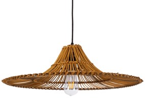 02310 GloboStar® PALERMO 02310 Boho Κρεμαστό Φωτιστικό Πλέγμα Μονόφωτο 1 x E27 IP20 Καφέ Ξύλο - Μ60 x Π60 x Υ18cm