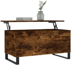 vidaXL Τραπεζάκι Σαλονιού Καπνιστή Δρυς 90x44,5x45 εκ. Επεξ. Ξύλο