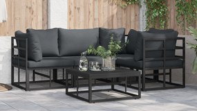 vidaXL Σετ Καναπέ Κήπου 4 pcs Μαύρο 213 x 143 x 71 εκ. Αλουμίνιο