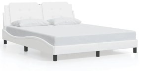 vidaXL Πλαίσιο Κρεβατιού με LED Λευκό 160x200εκ. Συνθετικό Δέρμα