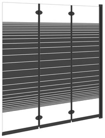Πτυσσόμενη Καμπίνα Ντους με 3 Πάνελ Μαύρη 130x130 εκ. Γυαλί ESG