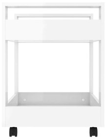 Τρόλεϊ Γραφείου Γυαλ. Λευκό 60x45x60 εκ. από Επεξεργασμένο Ξύλο - Λευκό