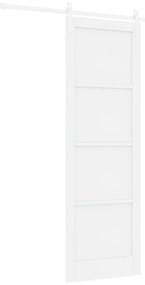 vidaXL Συρόμενη Πόρτα με Σετ Στήριξης Λευκή 78x232 εκ. Από Σκληρό Ξύλο Πεύκου