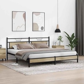 vidaXL Σκελετός Κρεβ. Χωρίς Στρώμα Sonoma Δρυς 193x201 εκ. Μεταλλικό