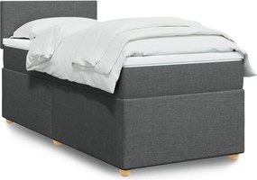 vidaXL Κρεβάτι Boxspring με Στρώμα Σκούρο Γκρι 90x190 εκ. Υφασμάτινο