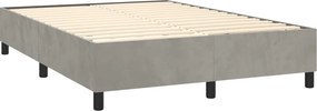 vidaXL Κρεβάτι Boxspring με Στρώμα &amp; LED Αν.Γκρι 140x200 εκ. Βελούδινο