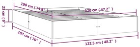 Πλαίσιο Κρεβατιού Λευκό 120x190 εκ. Μασίφ Ξύλο Small Double - Λευκό