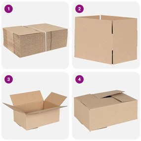 vidaXL Πτυσσόμενο Κουτί 50 pcs Καφέ 25 x 17.5 x 10 εκ. Χαρτόνι