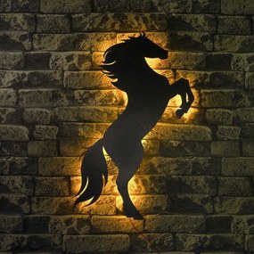 Διακοσμητικό Τοίχου Με Φως Led Wild Horse 692FRW1171 60x30cm Yellow-Black Wallity Mdf