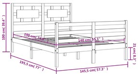 ΠΛΑΙΣΙΟ ΚΡΕΒΑΤΙΟΥ ΜΕ ΚΕΦΑΛΑΡΙ 140X190 ΕΚ. ΑΠΟ ΜΑΣΙΦ ΞΥΛΟ 3194421