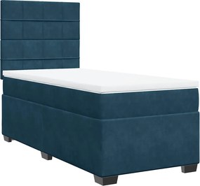 vidaXL Κρεβάτι Boxspring με Στρώμα Μπλε 80 x 200 εκ. Βελούδινο