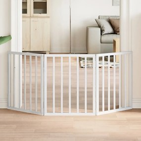 Διαχωριστικό Σκύλων Πτυσσόμενο 3 Πάνελ Λευκό 150 εκ Ξύλο Λεύκας