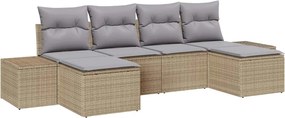 vidaXL Σετ Καναπέ Κήπου με μαξιλάρι 6 pcs Μπεζ συνθετικό ρατάν