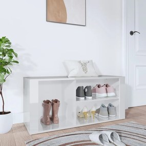 vidaXL Παπουτσοθήκη Γυαλιστερό Λευκό 100x35x45 εκ. Επεξεργασμένο Ξύλο
