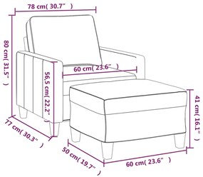 vidaXL Πολυθρόνα Κρεμ 60 εκ. Υφασμάτινη με Υποπόδιο